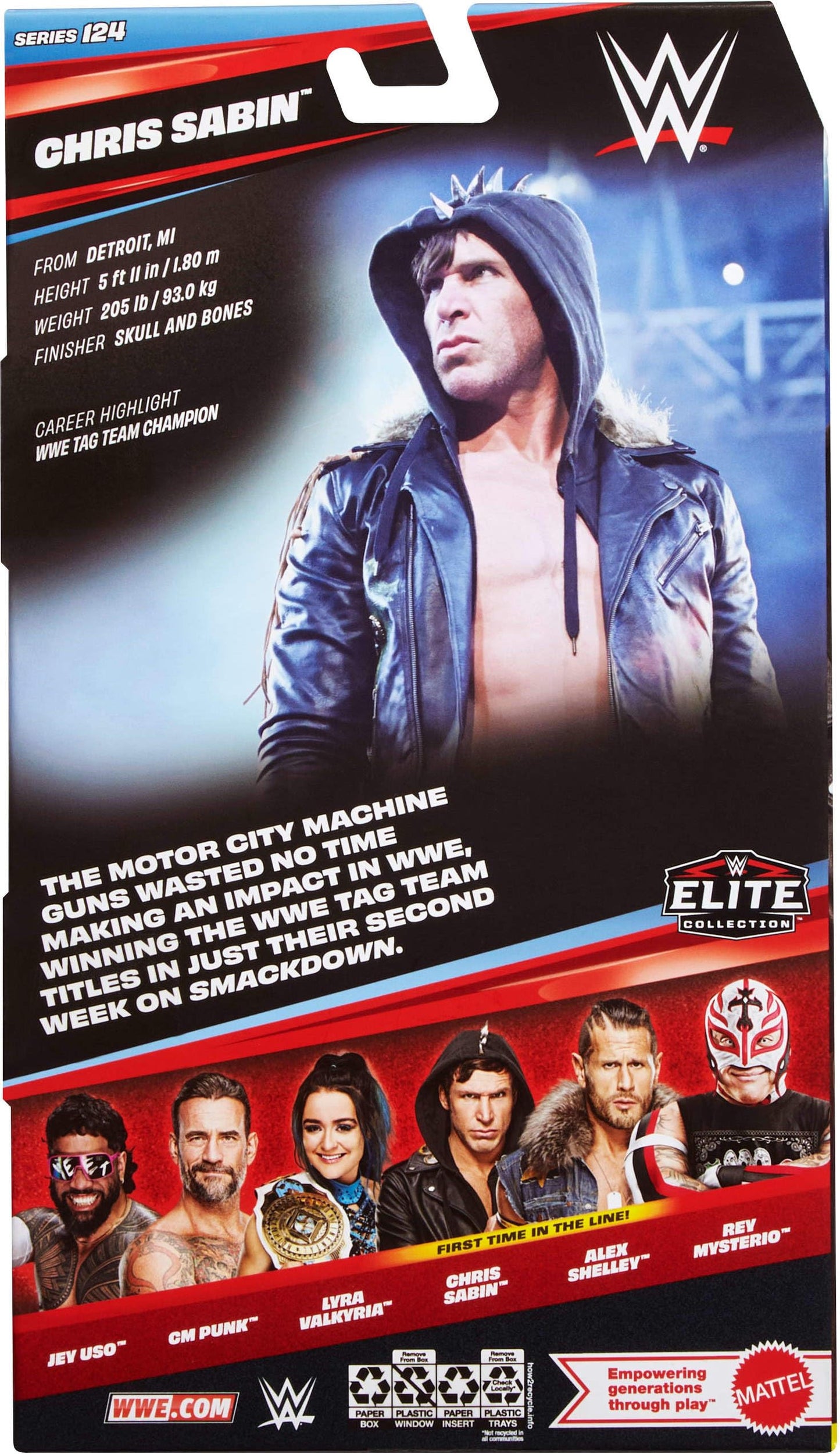 Mattel WWE Elite Chris Sabin Figure – 6-Inch Collectible, Series 124, 25 Points of Articulation & Swappable Hands