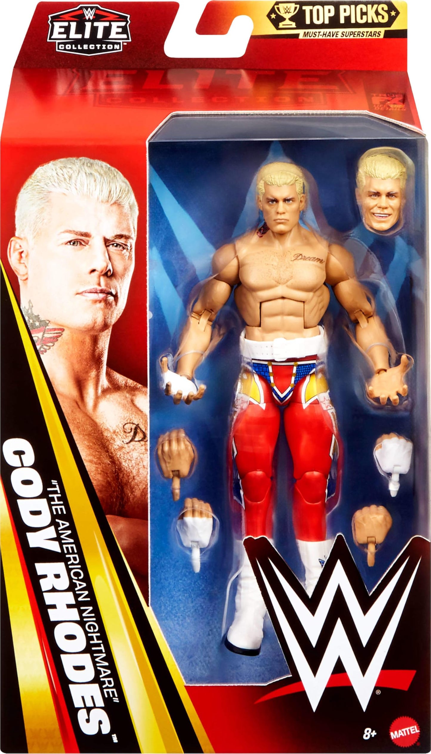 Mattel WWE Elite Top Picks Cody Rhodes Figure – 6-Inch with Swappable Hands & Ring Gear
