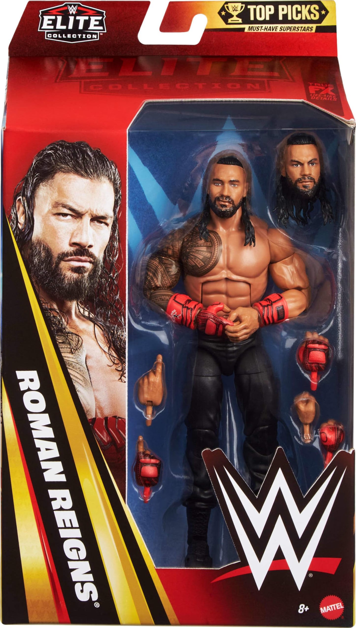 Mattel WWE Elite Top Picks Roman Reigns Figure – 6-Inch Collectible with Swappable Hands & Ring Gear