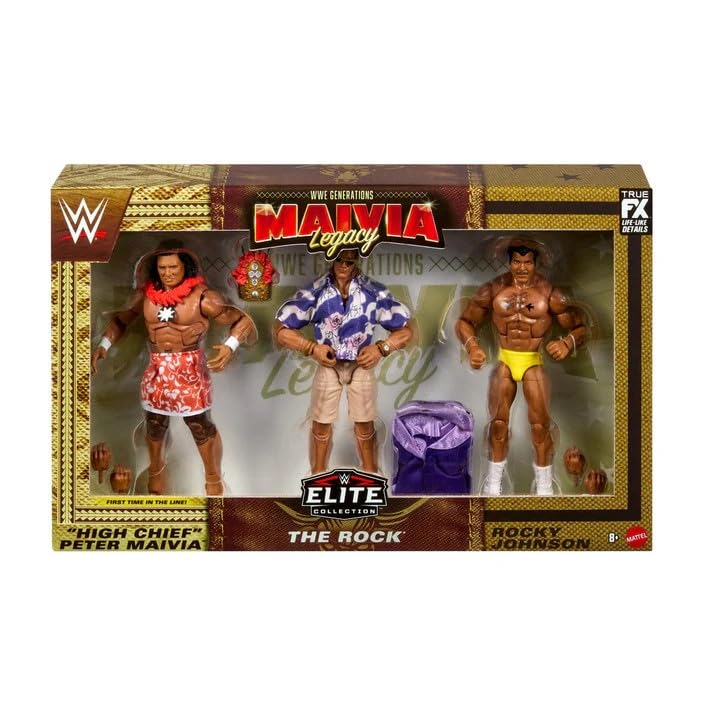 Mattel WWE The Rock 3 Figure Pack | Generation Maivia Legacy Elite Collection – Vintage Collectible