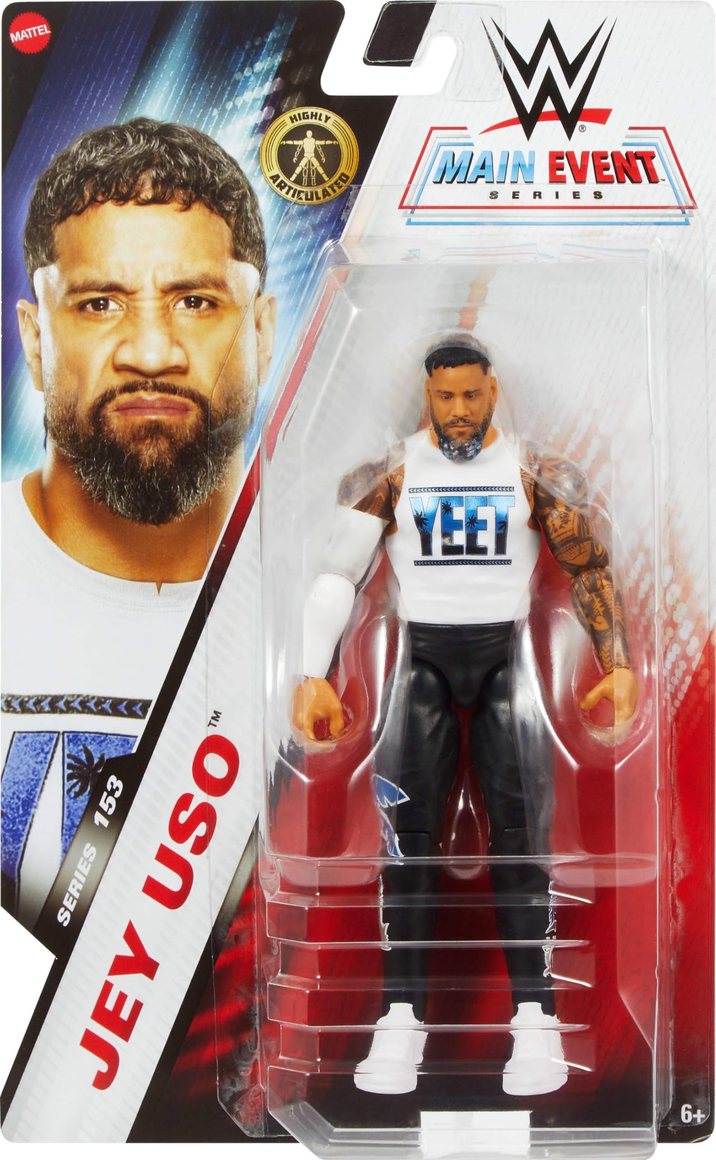 Mattel WWE Jey USO Action Figure – Main Event Series #153, 6-Inch, 10 Articulation