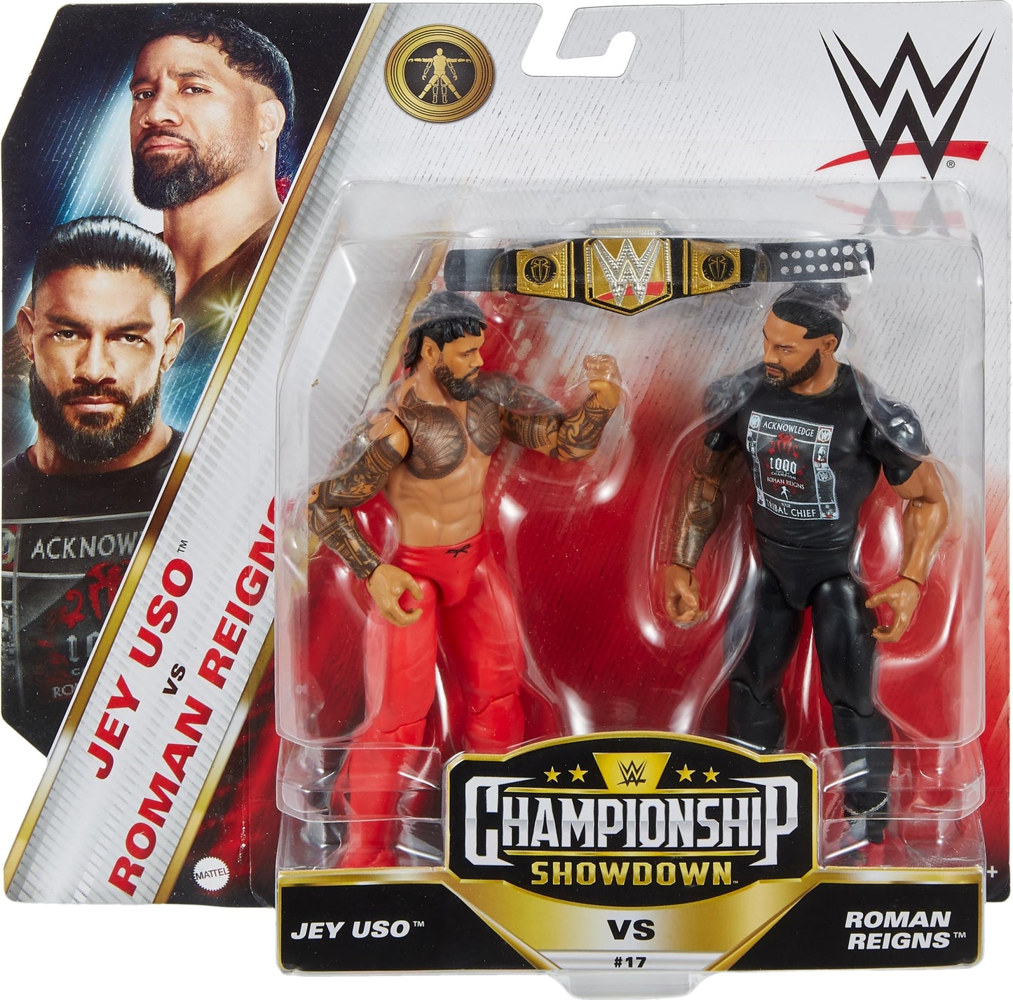 Mattel WWE Main Event Championship Showdown 2-Pack: Roman Reigns vs Jey USO – 6-Inch Action Figures