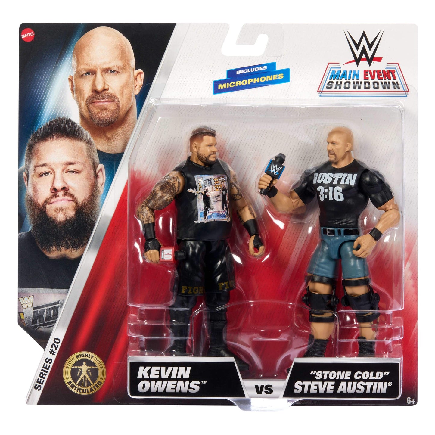 Mattel WWE Main Event Showdown 2-Pack: Stone Cold Steve Austin vs Kevin Owens Collectible Set