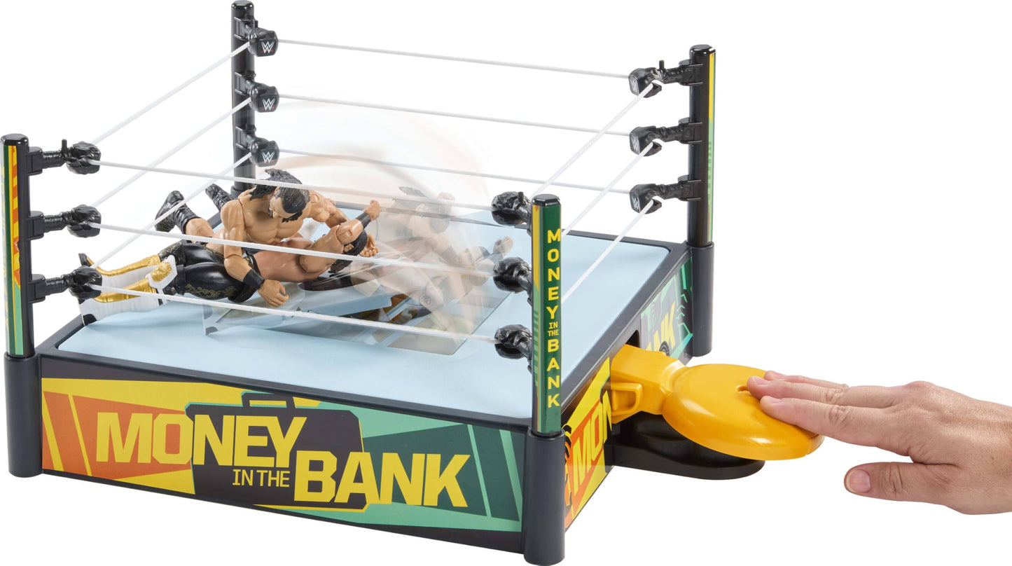 Mattel WWE Money in the Bank Cash-In Ring Playset – 13-Inch x 20-Inch, 2 Modes, 40+ Sounds, Launcher Crane & Ladders