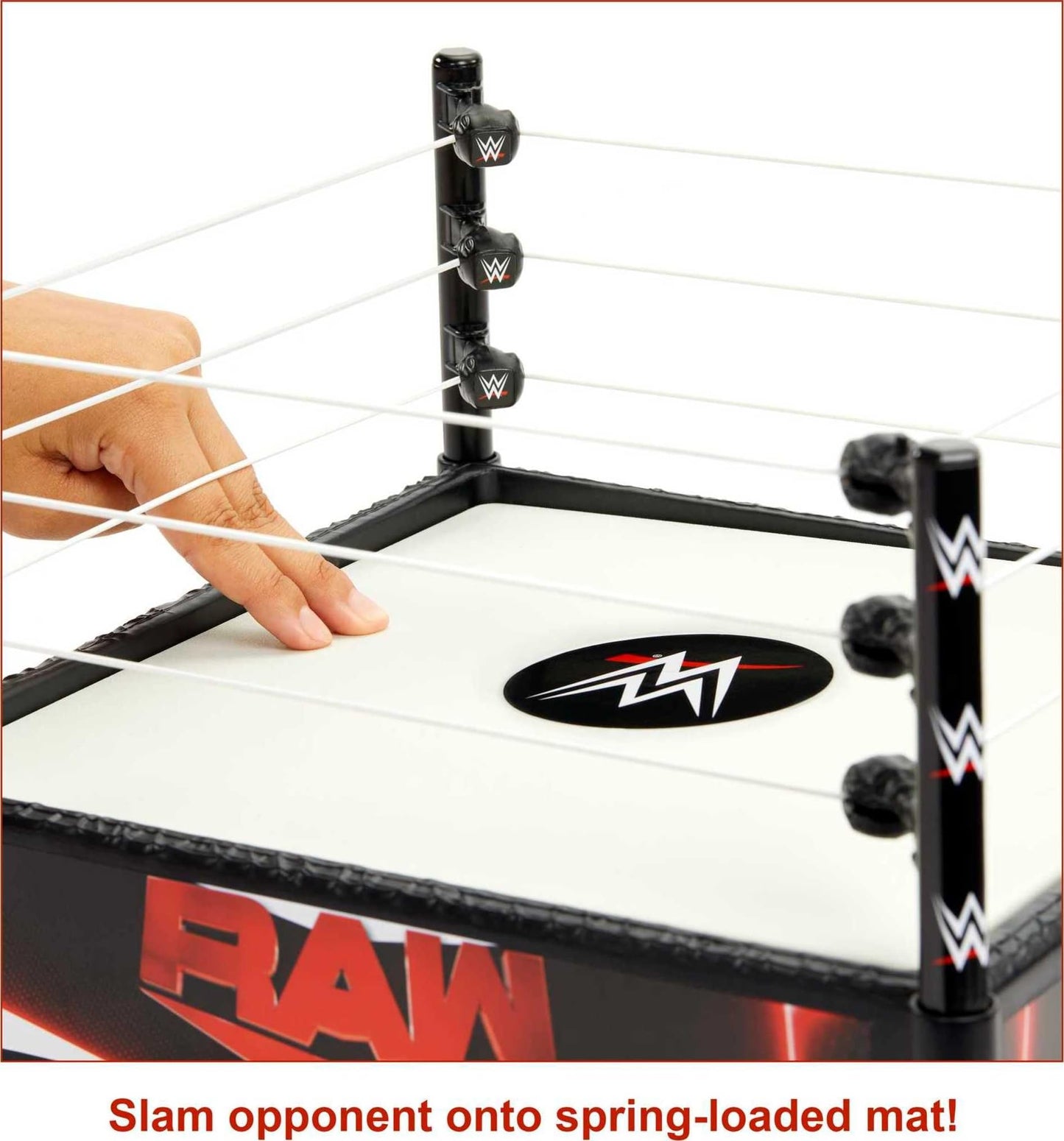 Mattel WWE Superstar Ring 14-Inch with Pro-Tension Ropes, Spring-Loaded Mat, and 4 Apron Stickers