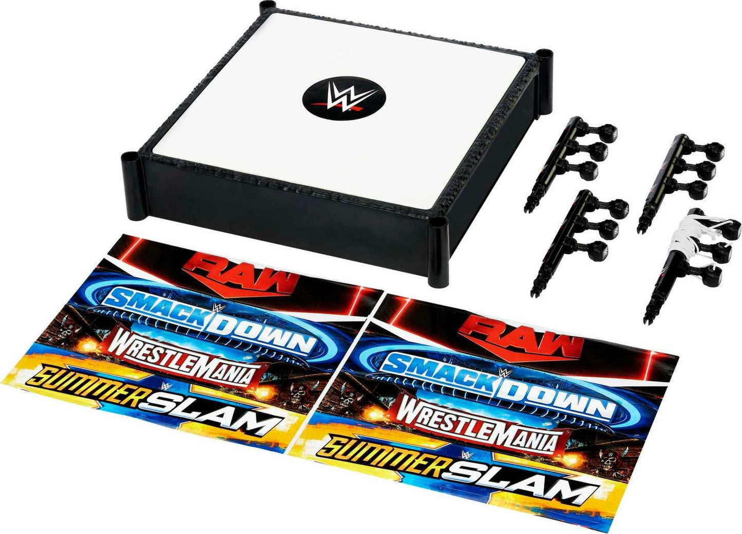Mattel WWE Superstar Ring 14-Inch with Pro-Tension Ropes, Spring-Loaded Mat, and 4 Apron Stickers