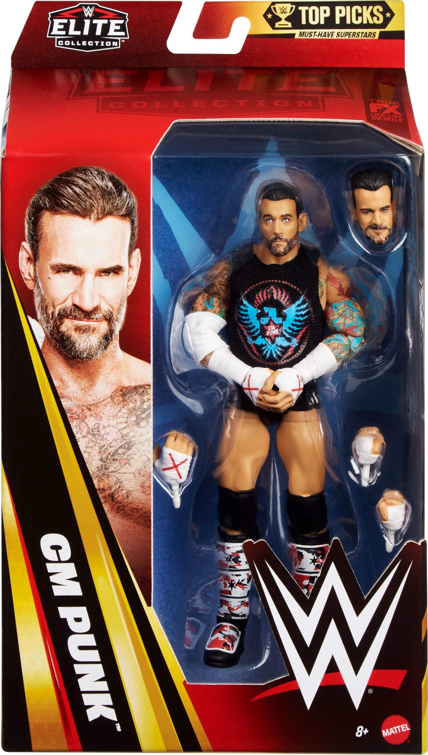 Mattel WWE Elite Top Picks CM Punk 6-Inch Action Figure – Swappable Hands & Ring Gear