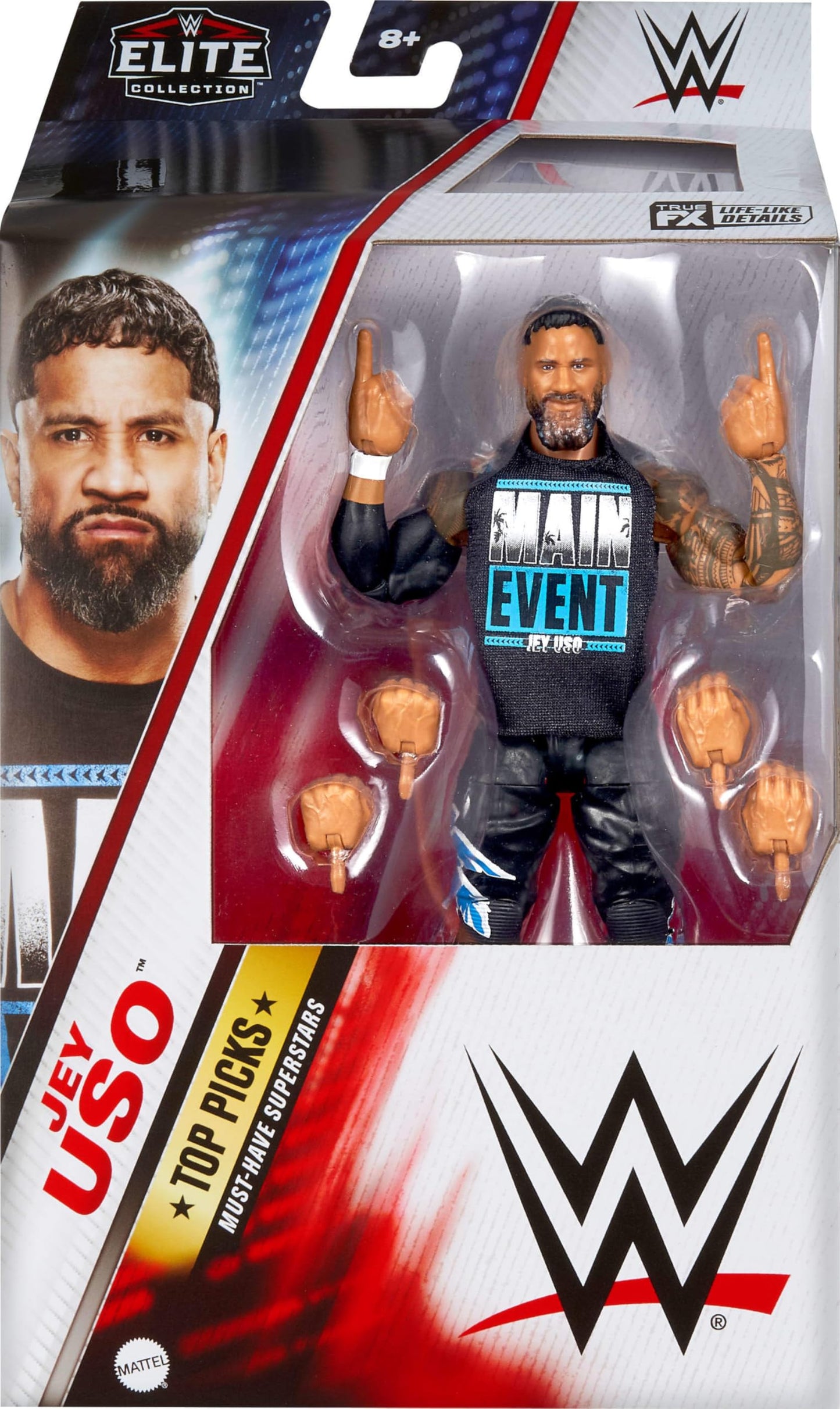 Mattel WWE Top Picks Elite Jey Uso 6-Inch Figure – 25 Points of Articulation & Swappable Hands