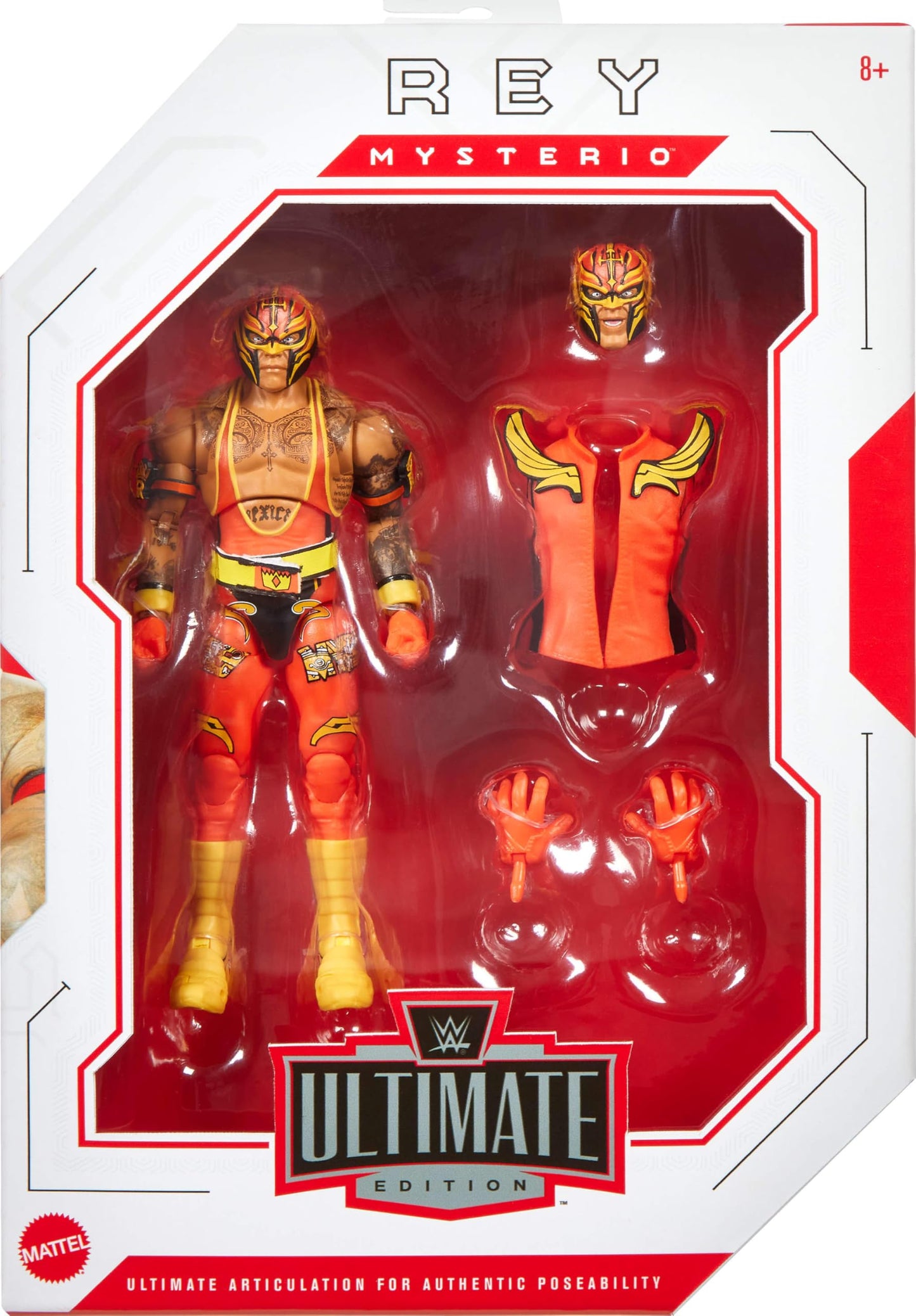 Mattel WWE Ultimate Edition Rey Mysterio 6-Inch Action Figure – Swappable Heads, 30+ Articulation