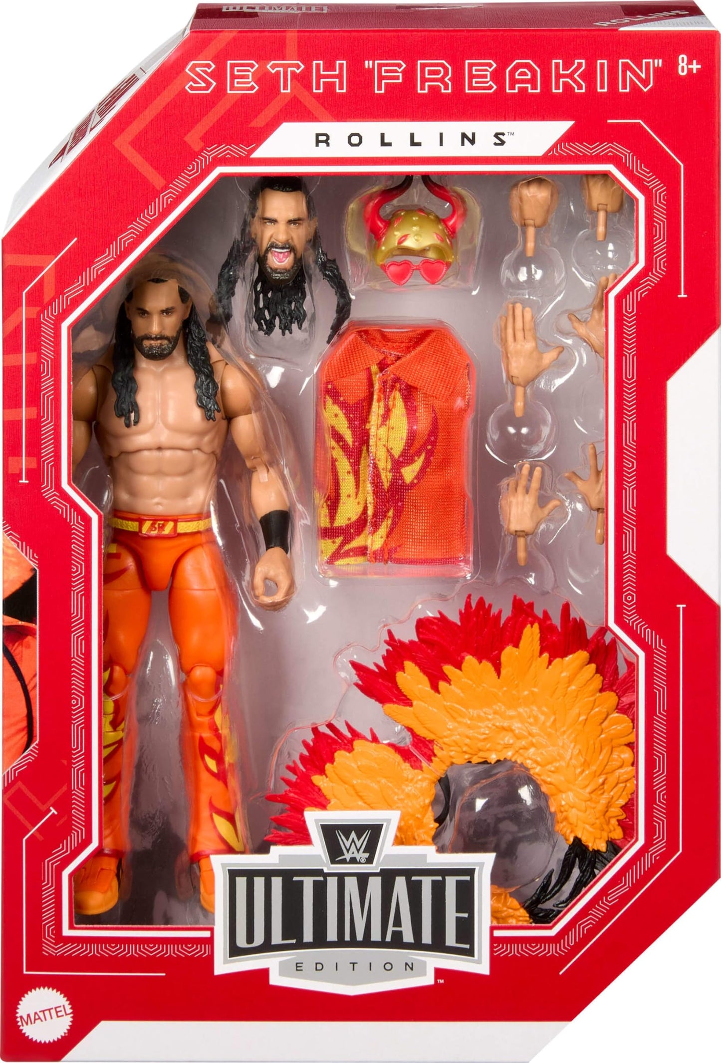 Mattel WWE Ultimate Edition Seth Rollins Action Figure – Collector Set with Interchangeable Heads & Hands