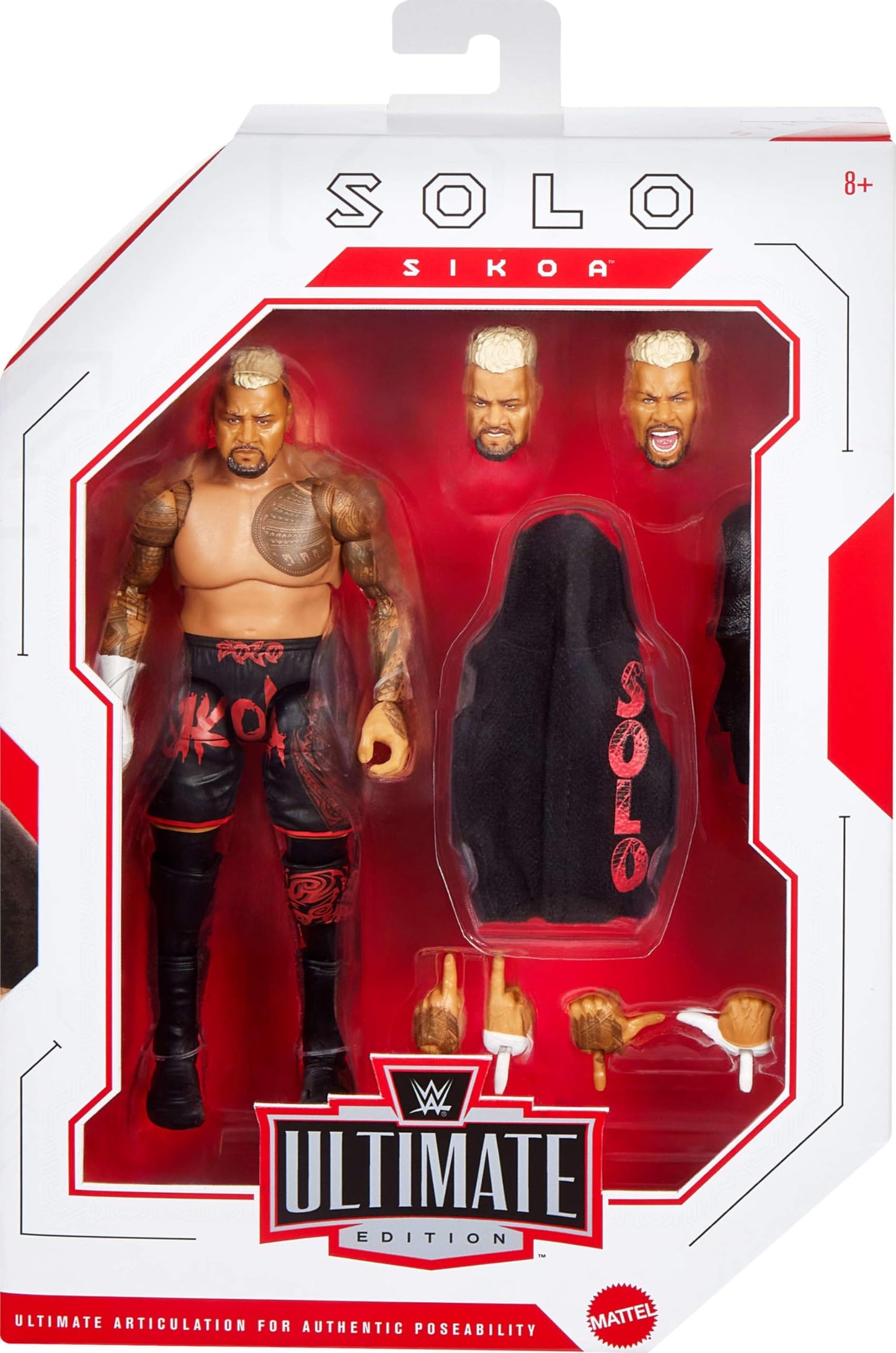 Mattel WWE Ultimate Edition Solo Sikoa Action Figure Set – 6-Inch, 30+ Articulation, Swappable Heads & Hands