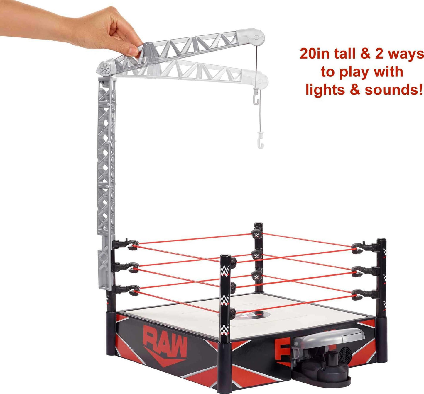 Mattel WWE Wrekkin Kickout Ring Playset – 2 Modes, Launcher, Crane & Championship (13 x 20 in)