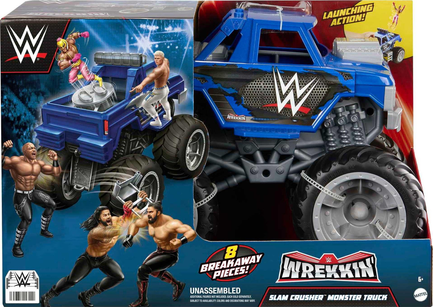 Mattel WWE Wrekkin Slam Crusher Monster Truck Playset – 8 Breakaway Parts