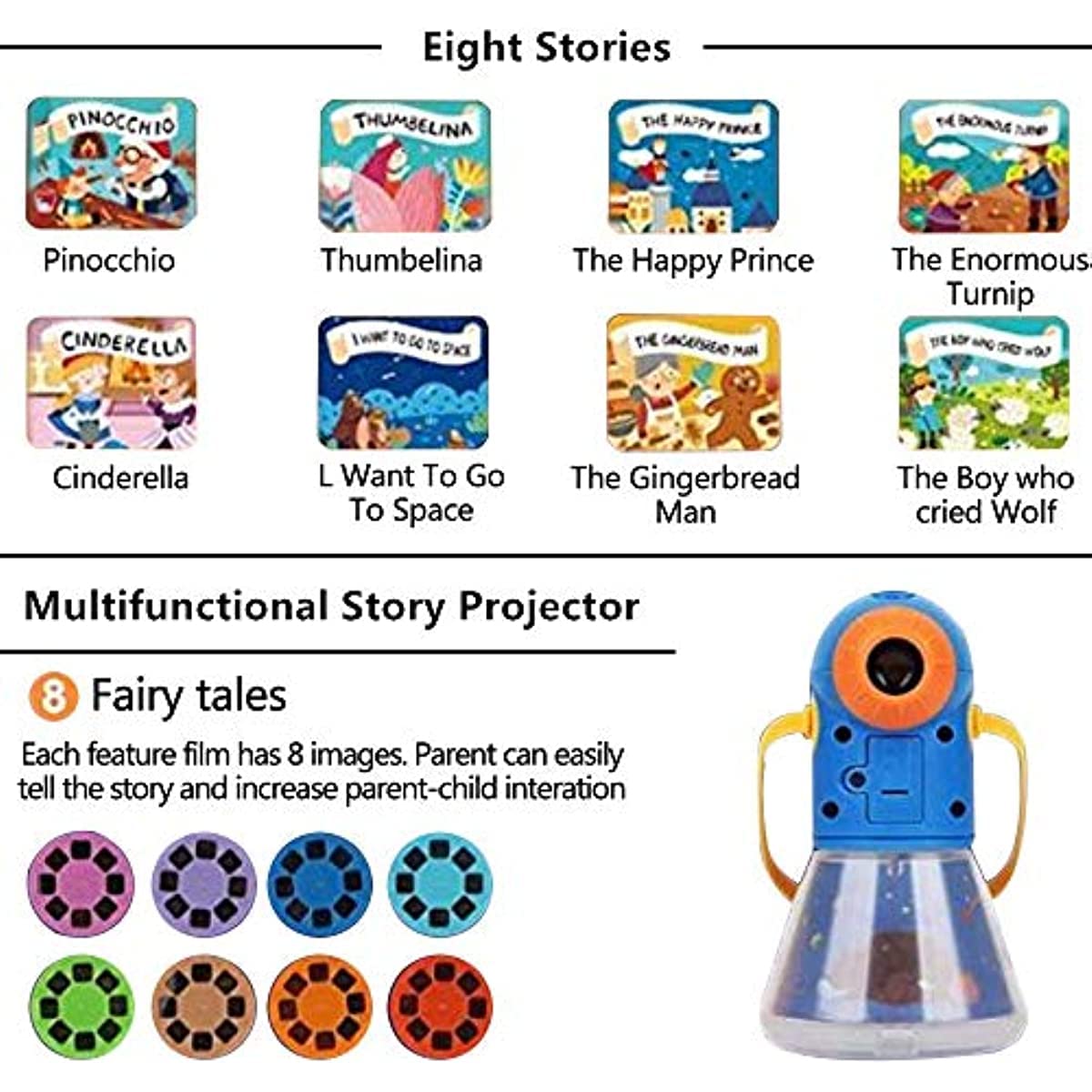 Matteobenni Kids Multifunctional Story Projector — Educational Night Light & Storybook Toy for 3–12 Year Olds