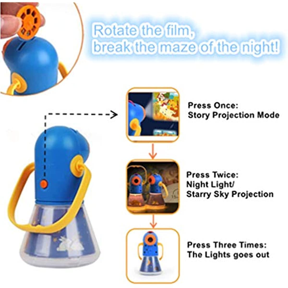 Matteobenni Kids Multifunctional Story Projector — Educational Night Light & Storybook Toy for 3–12 Year Olds
