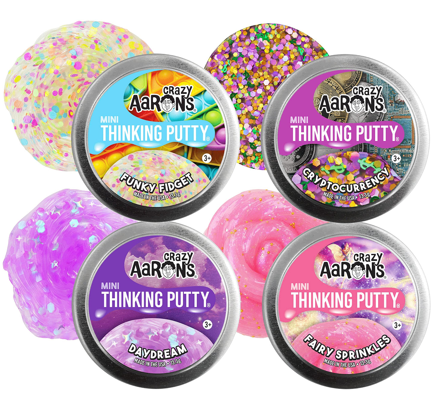 Matty's Toy Stop Crazy Aaron's Putty Mini Tins – 4 Pack (13.3g Each) Gift Set