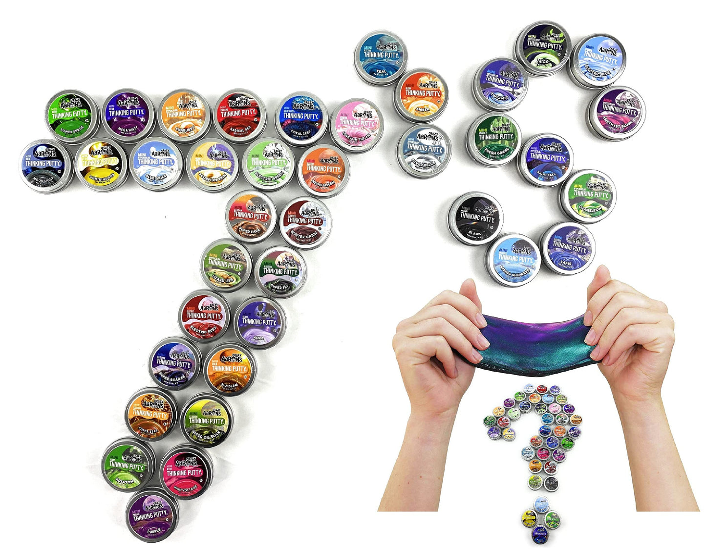 Matty's Toy Stop Crazy Aaron's Putty Mini Tins Lucky 7 Surprise Gift Set – 7 Pack (.47 oz Each)