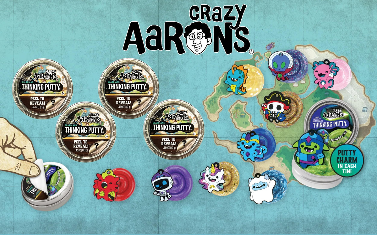Matty's Toy Stop: Crazy Aaron's Putty Mini Tin Lost Treasure Guardians – Peel to Reveal Putty & Charms (4 Pack)