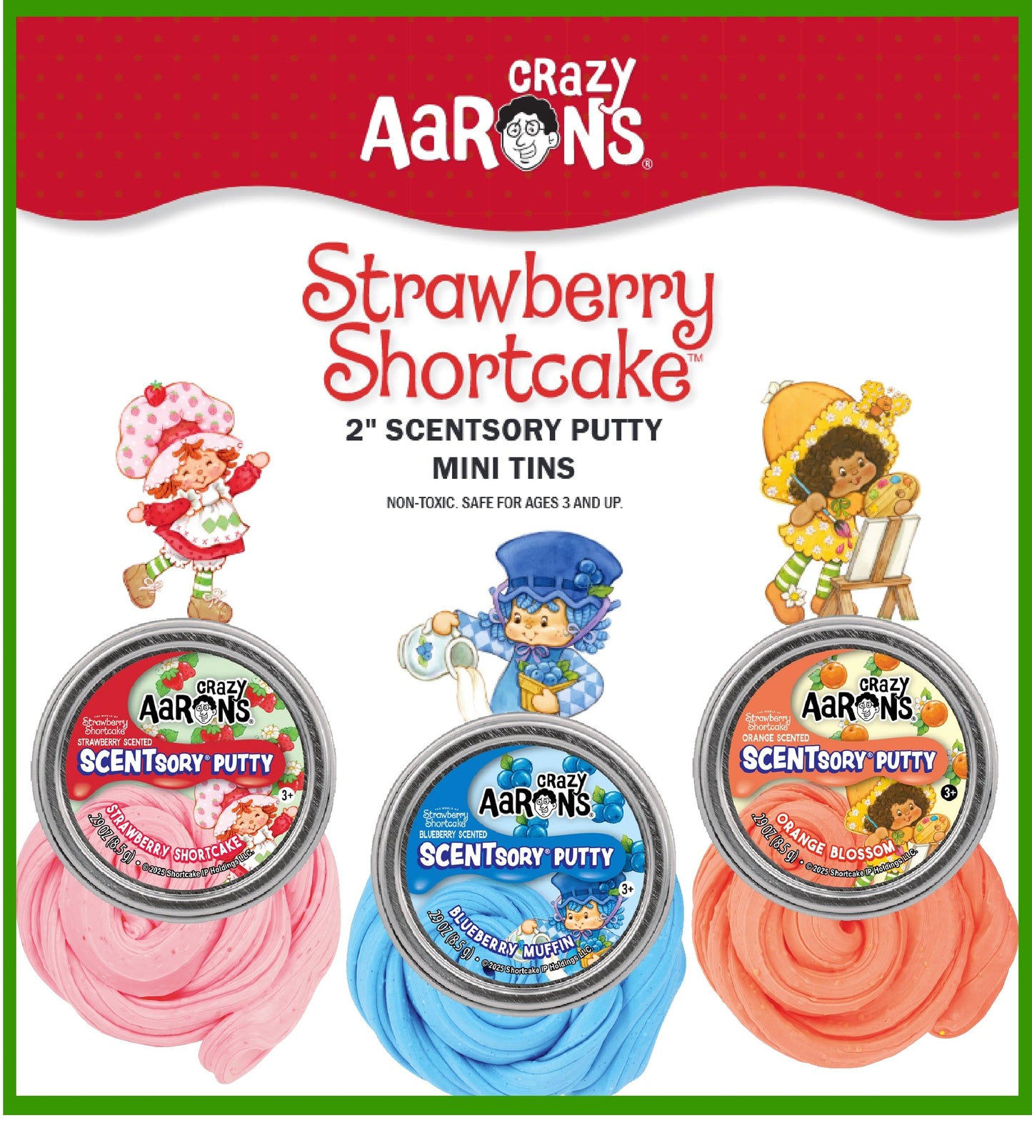 Crazy Aaron's Scent Sory Putty Gift Set – 3 Mini Tins (Strawberry Shortcake, Orange Blossom, Blueberry Muffin) | Matty's Toy Stop