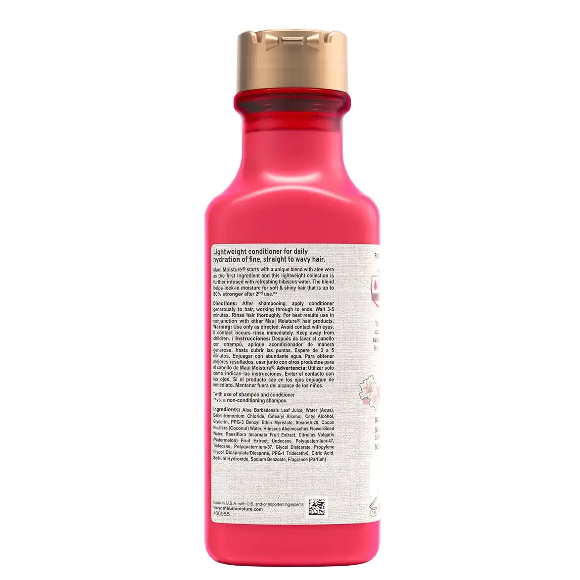 Maui Moisture Lightweight Hydration + Hibiscus Water Conditioner Weightless Moisture for Dry Hair 385 ml/13.1 oz