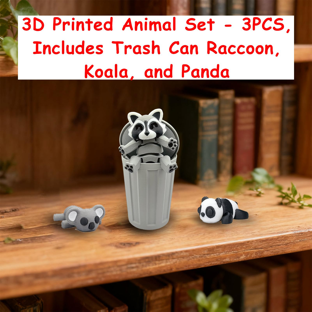 MAVLENT 3D Printed Raccoon Figures – Articulated Desk Decor Pack (3-Pack)