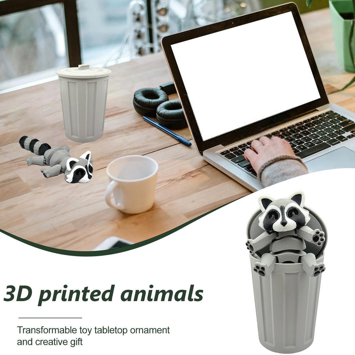 MAVLENT 3D Printed Raccoon Toys – Articulated Fidget Figures for Desk Decor & Gifts
