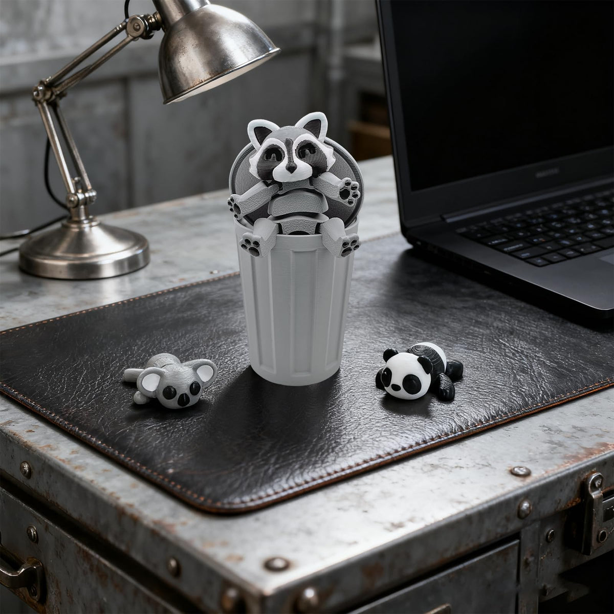 MAVLENT 3D Printed Raccoon Figures – Articulated Desk Decor Pack (3-Pack)
