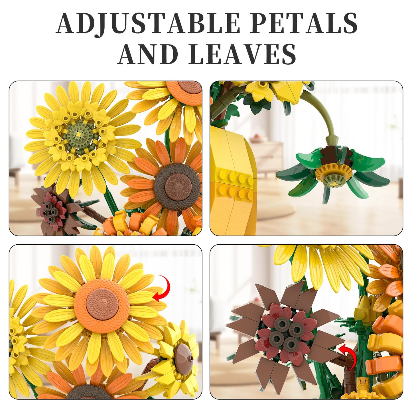 Mavo brix Flowers Building Sets for Adults – Van Gogh Sunflowers Kit, Lego-Compatible