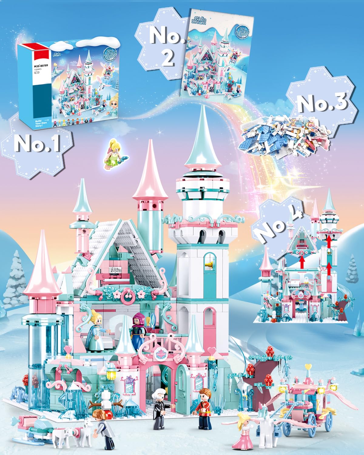 Mavo Brix Castle Girl Set — 1314-Piece Princess Castle Building Set for Girls 6+ | LEGO Castle Compatible