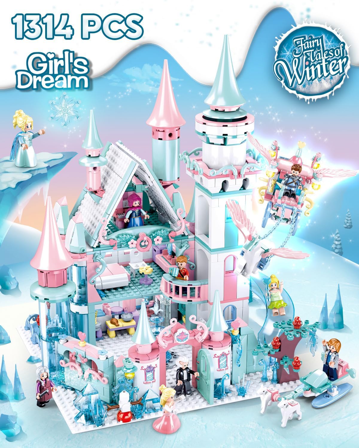 Mavo Brix Castle Girl Set — 1314-Piece Princess Castle Building Set for Girls 6+ | LEGO Castle Compatible