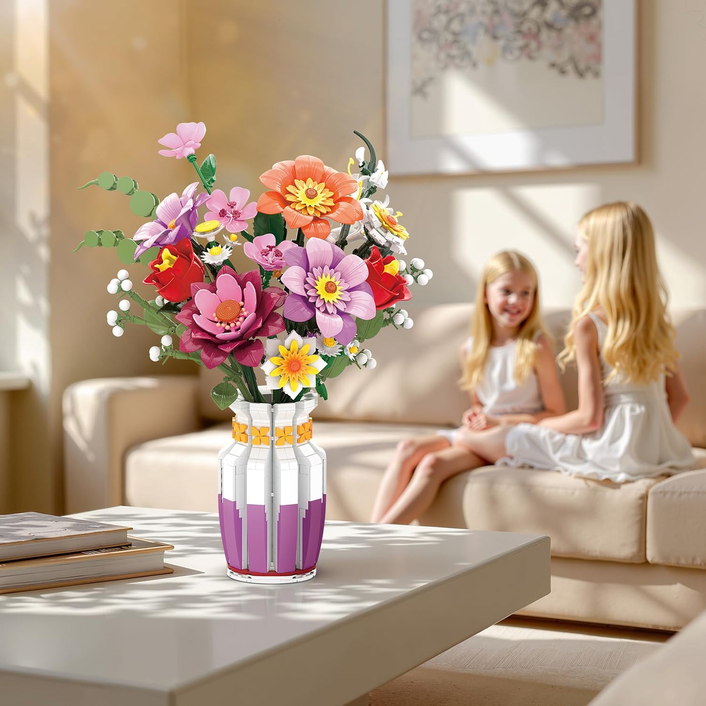2 in 1 Vase & 16 Lifelike Blooms Building Set – Mavo brix, 1278 PCS