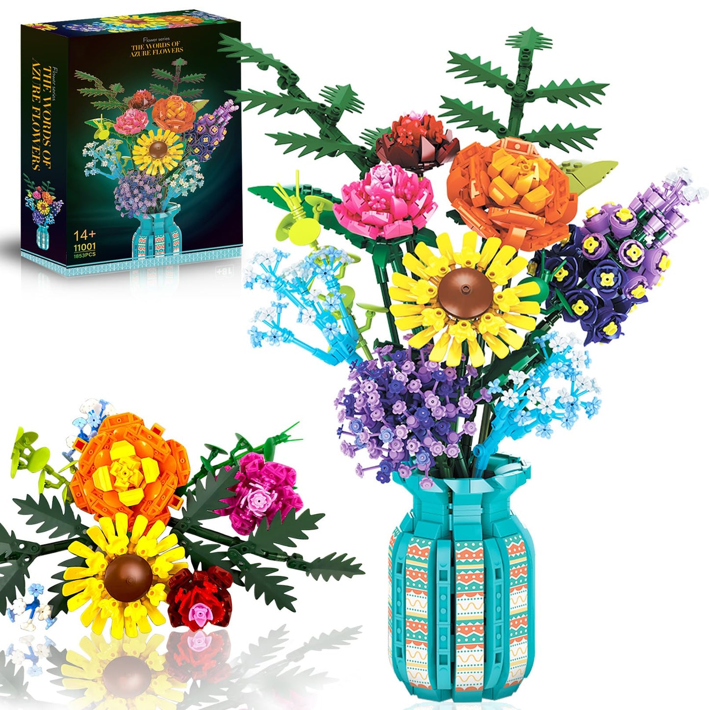 Flowers Bouquet Building Set for Adults by Mavo Brix — Lego-Compatible Wildflowers