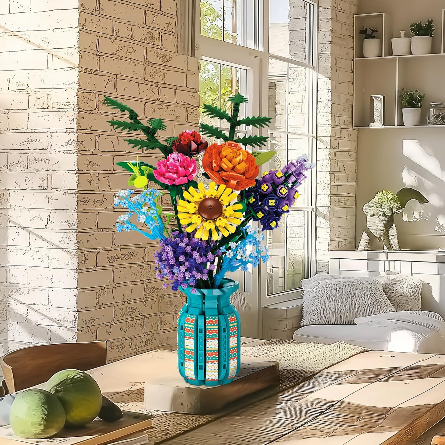 Flowers Bouquet Building Set for Adults by Mavo Brix — Lego-Compatible Wildflowers