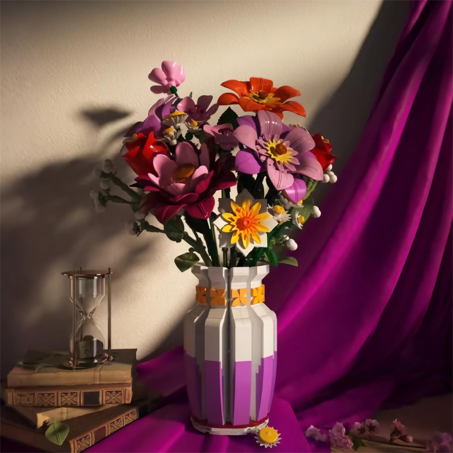 2 in 1 Vase & 16 Lifelike Blooms Building Set – Mavo brix, 1278 PCS