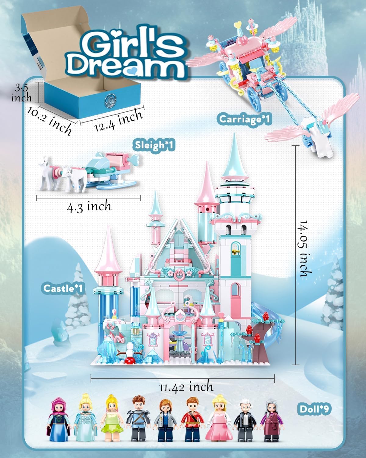 Mavo Brix Castle Girl Set — 1314-Piece Princess Castle Building Set for Girls 6+ | LEGO Castle Compatible