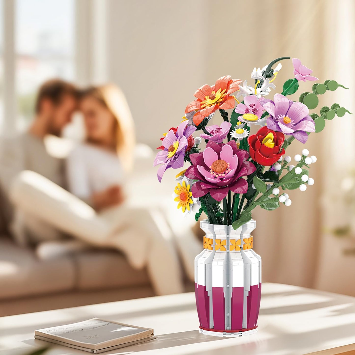2 in 1 Vase & 16 Lifelike Blooms Building Set – Mavo brix, 1278 PCS
