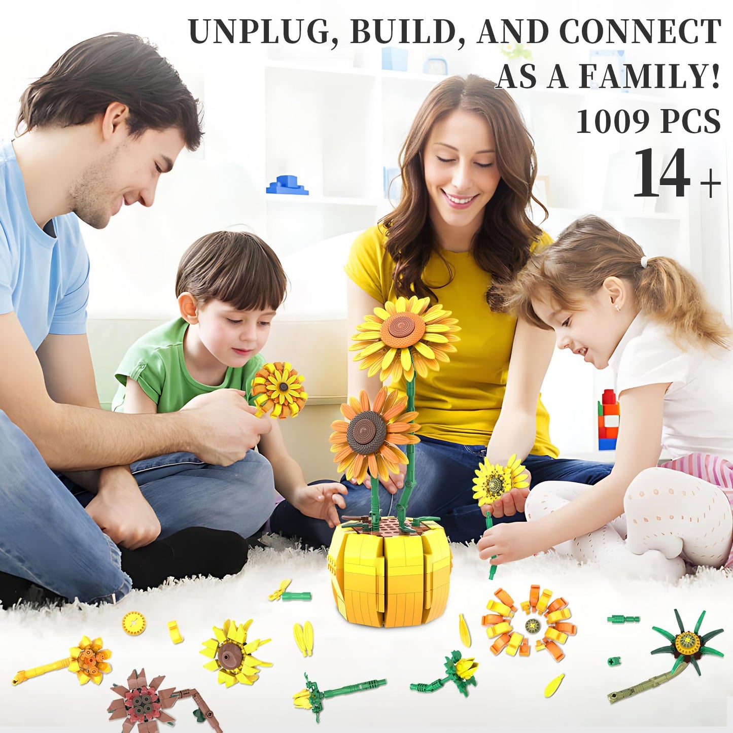 Mavo brix Flowers Building Sets for Adults – Van Gogh Sunflowers Kit, Lego-Compatible