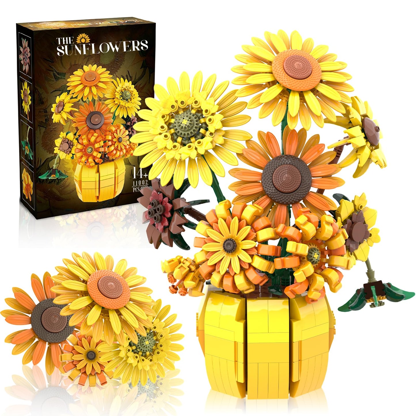 Mavo brix Flowers Building Sets for Adults – Van Gogh Sunflowers Kit, Lego-Compatible