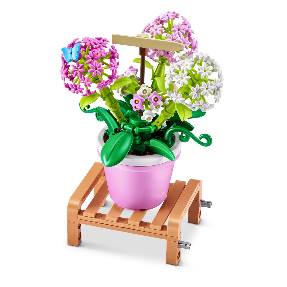 MAX Premium Garden Pot Building Bricks Collection — 6 Plant Models, Up to 233 Pieces per Capsule (Hydrangea Included)