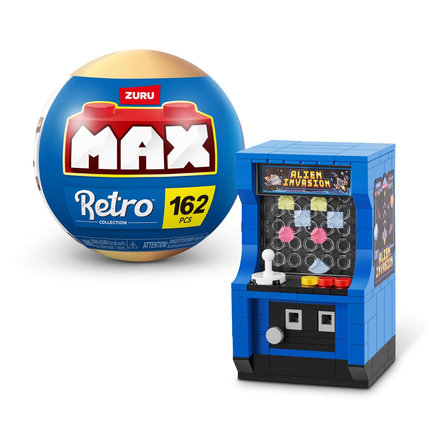 ZURU MAX Premium Retro Building Bricks Collection (Arcade Machine) – 221-Piece Retro Tech Building Set | Compatible with Leading Brick Brands