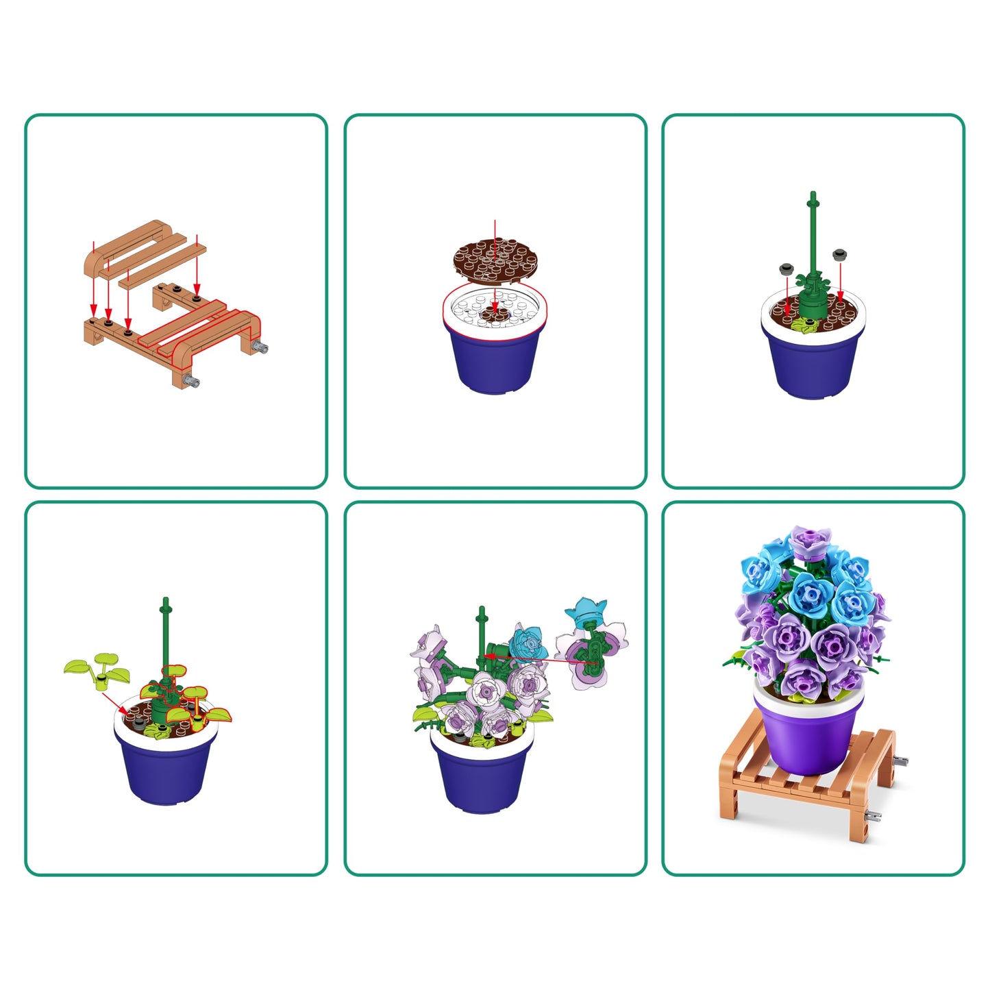 MAX Premium Garden Pot Plants Building Bricks Collection — Build, Collect & Display (6 Designs)