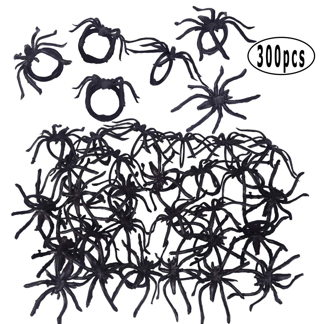 Max Fun 300pcs Halloween Spider Rings for Kids – Bulk Plastic Spider Rings, 1.96” Party Favors