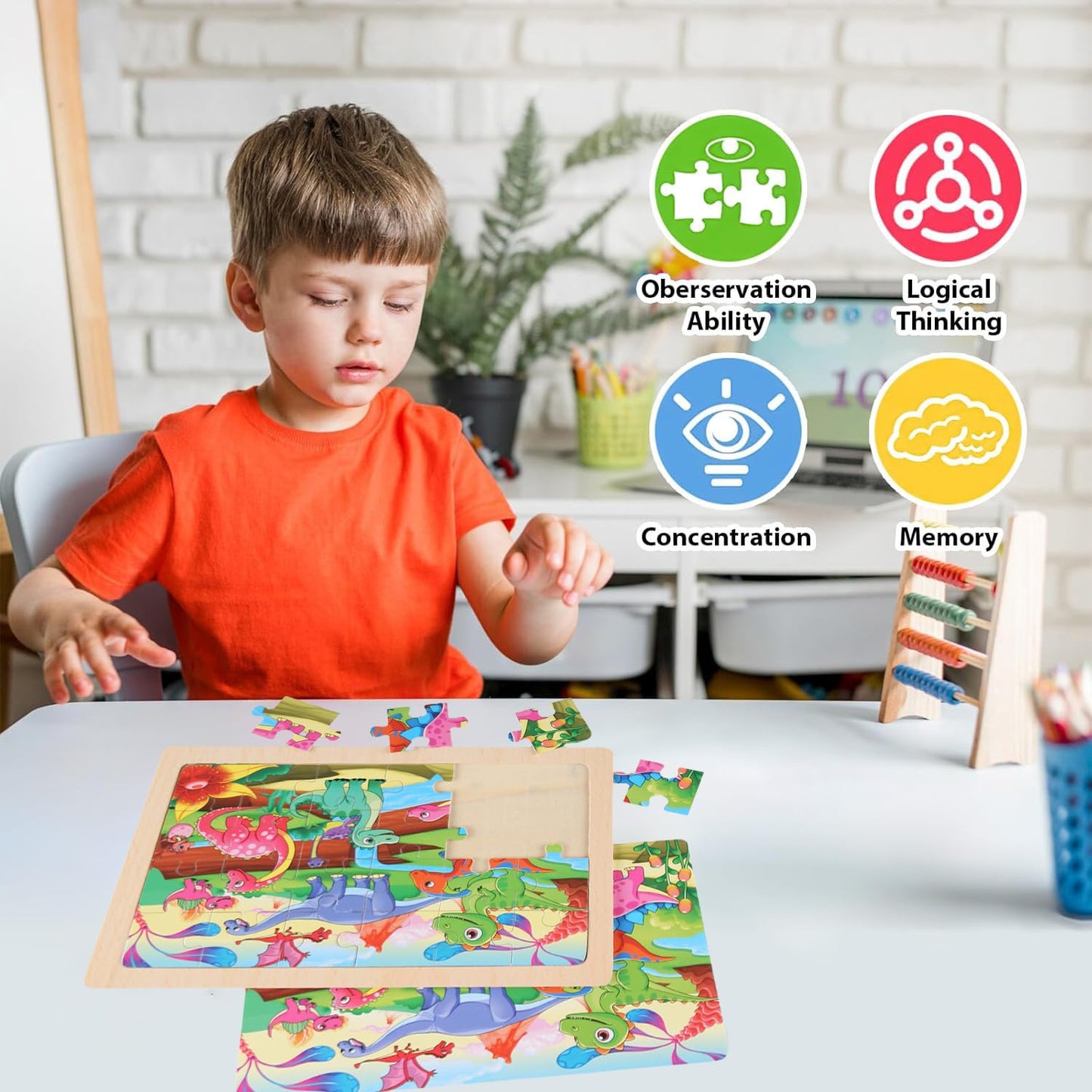 MAX JHQIQU 24-Piece Wooden Puzzles for Kids 4–6 | 4-Pack Educational Jigsaw Toys