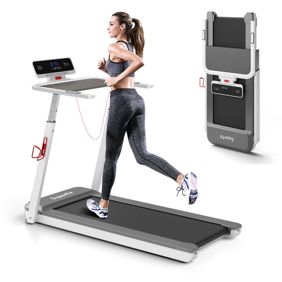 Max 2.25 HP Walking Running Jogging Exercise Machine with LED Display-Black