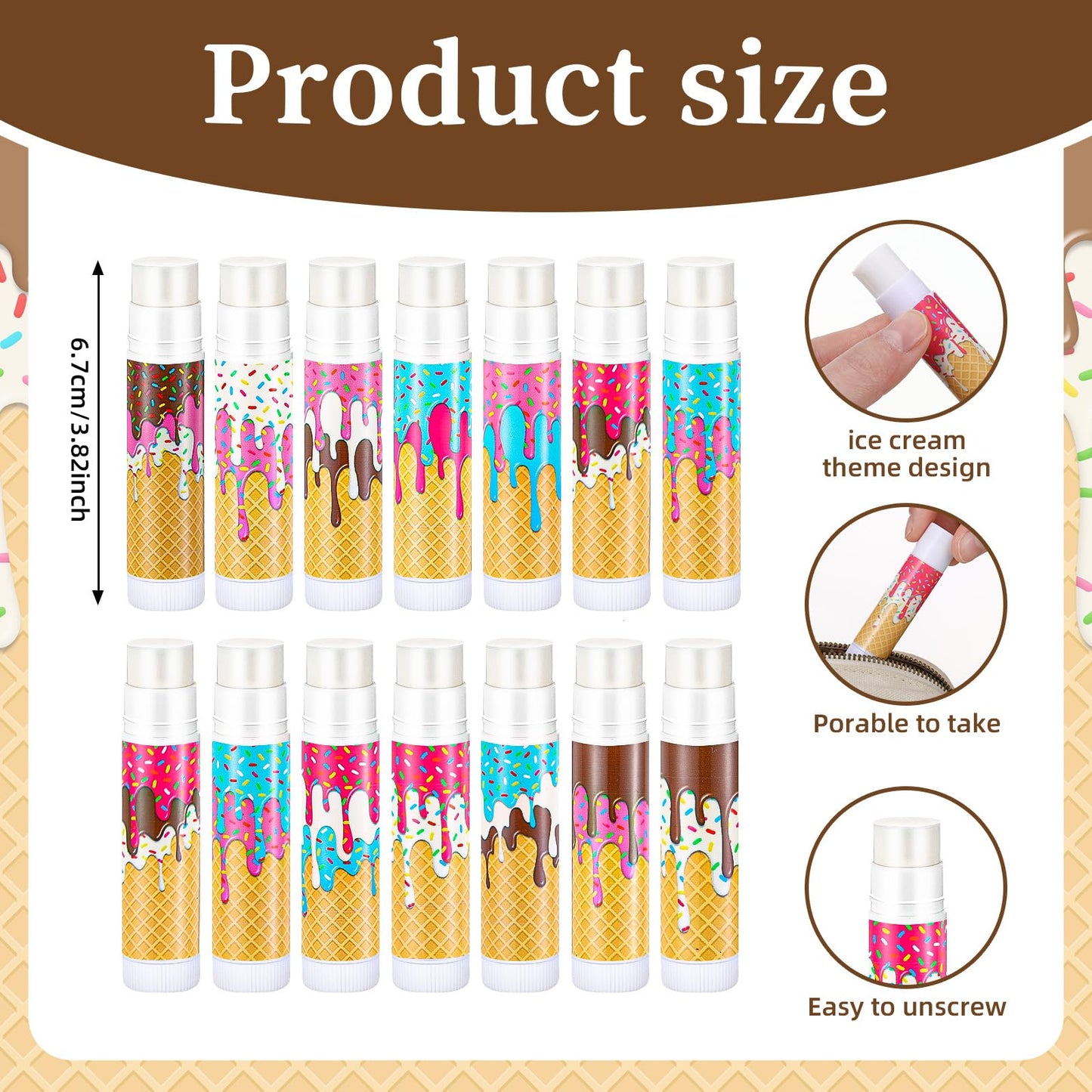 Maxcheck 48 Pcs Ice Cream Drip Lip Balm Bulk Set – 12 Styles, Jasmine Scent