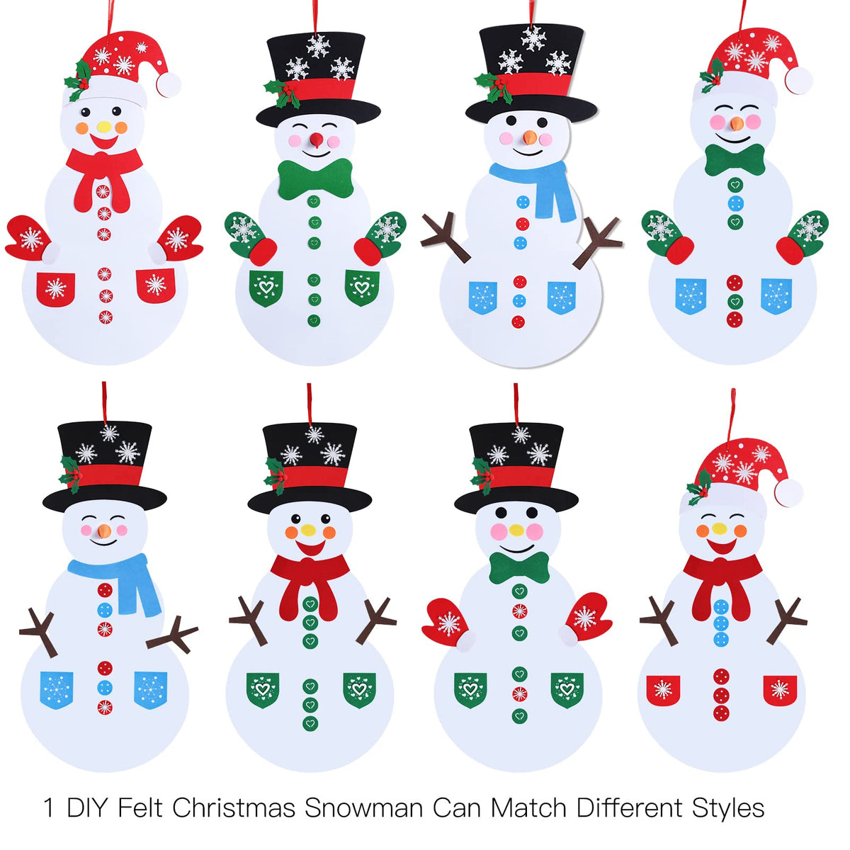 Max Fun DIY Felt Christmas Snowman Set – 58-Piece Craft Kit for Wall Hangings & Holiday Decor