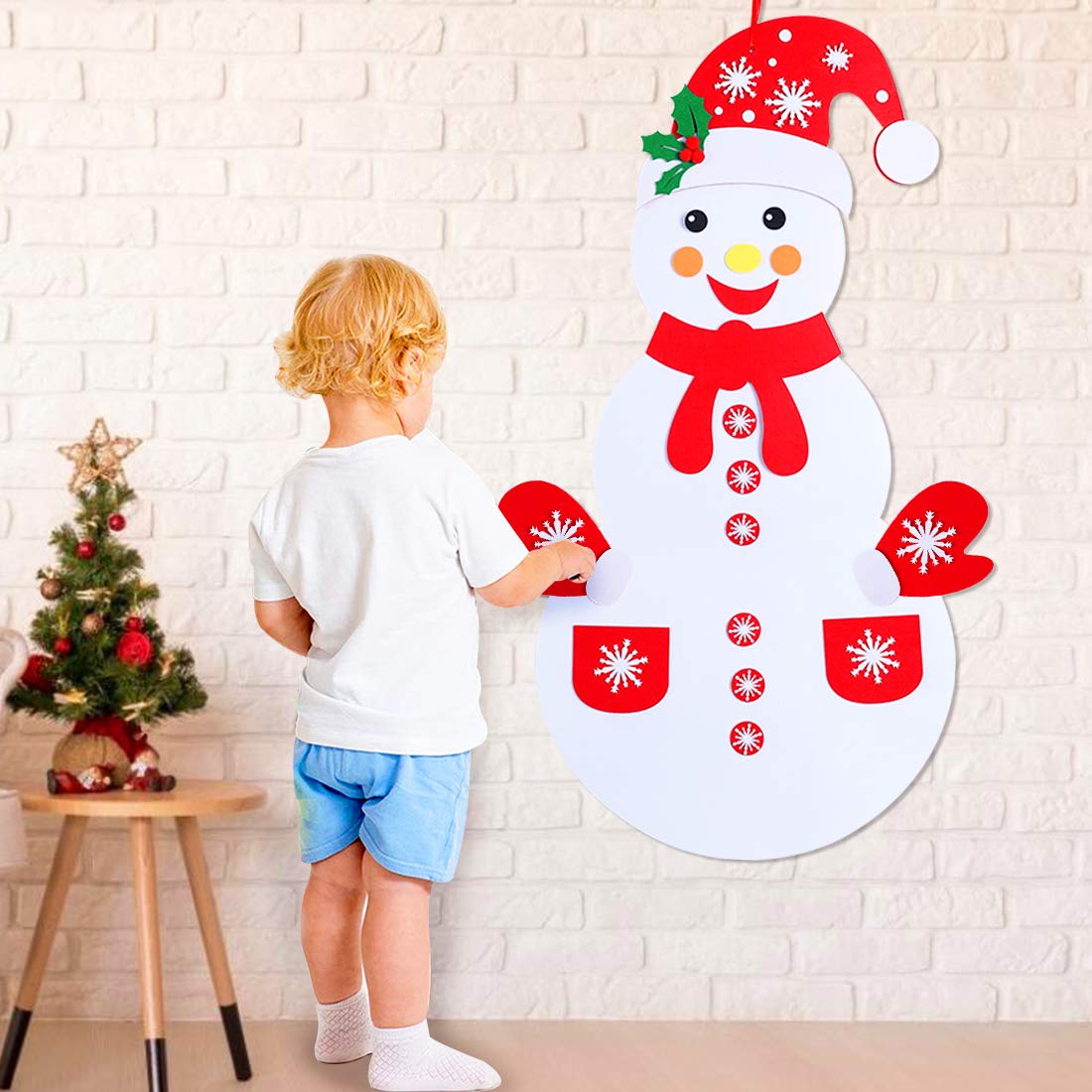 Max Fun DIY Felt Christmas Snowman Set – 58-Piece Craft Kit for Wall Hangings & Holiday Decor