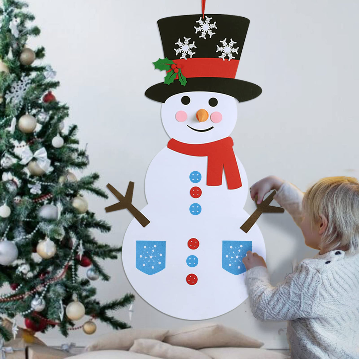 Max Fun DIY Felt Christmas Snowman Set – 58-Piece Craft Kit for Wall Hangings & Holiday Decor