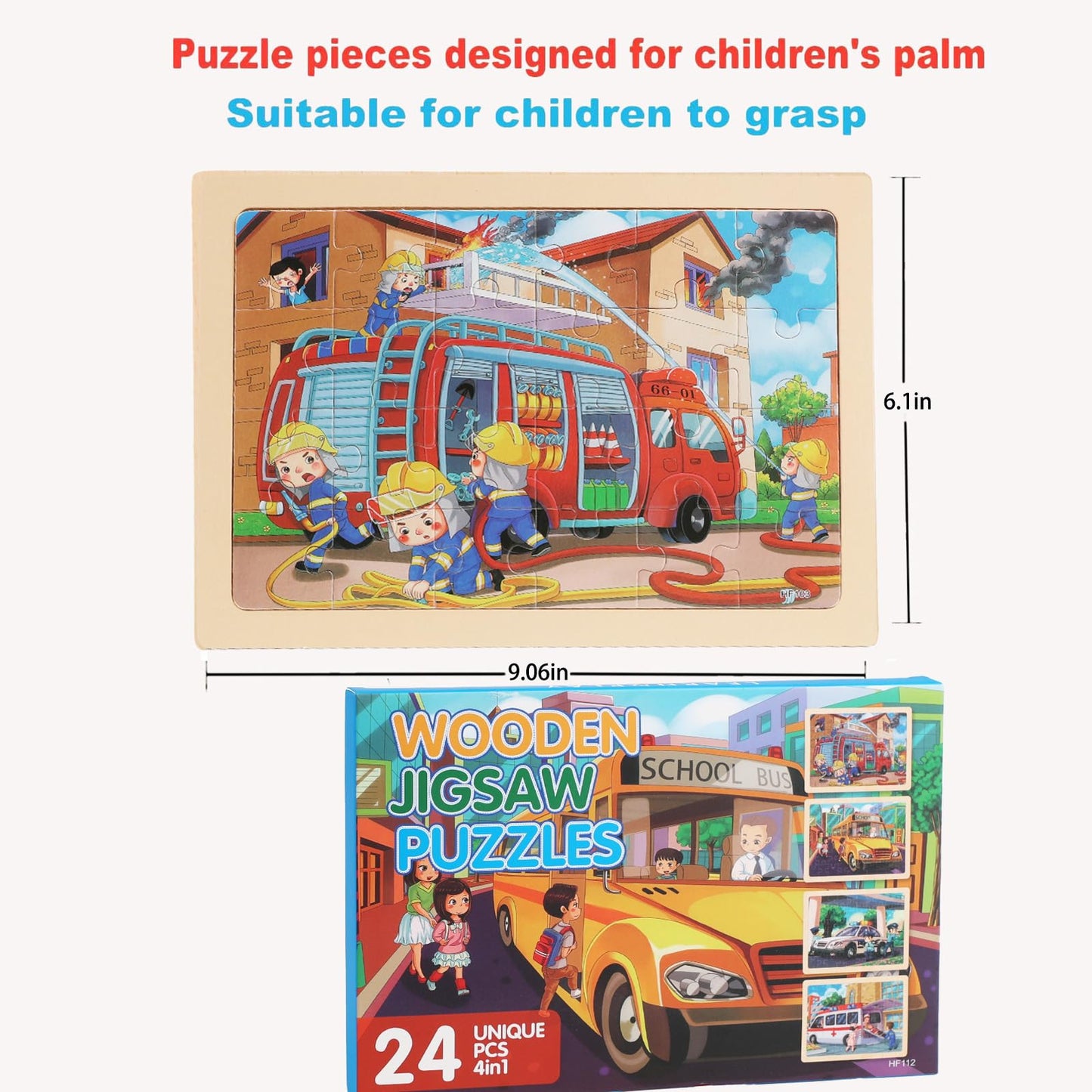 MAX JHQIQU Puzzles for Kids 4-6 — 4-Pack 24-Piece Wooden Jigsaw Puzzles