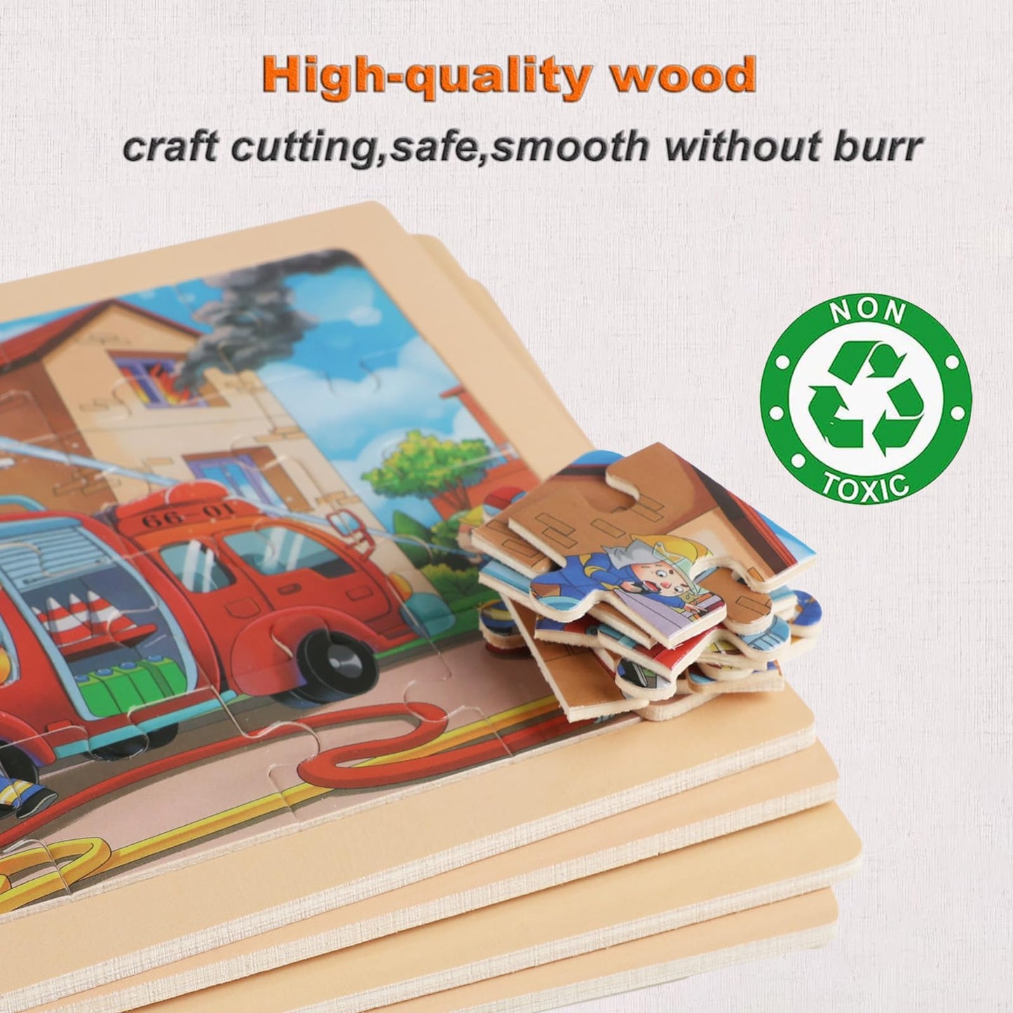 MAX JHQIQU Puzzles for Kids 4-6 — 4-Pack 24-Piece Wooden Jigsaw Puzzles